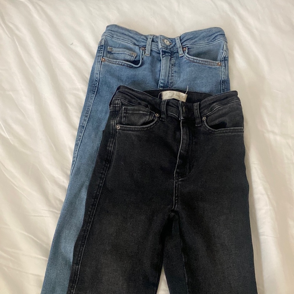 free people jeans size 25 color blue and black